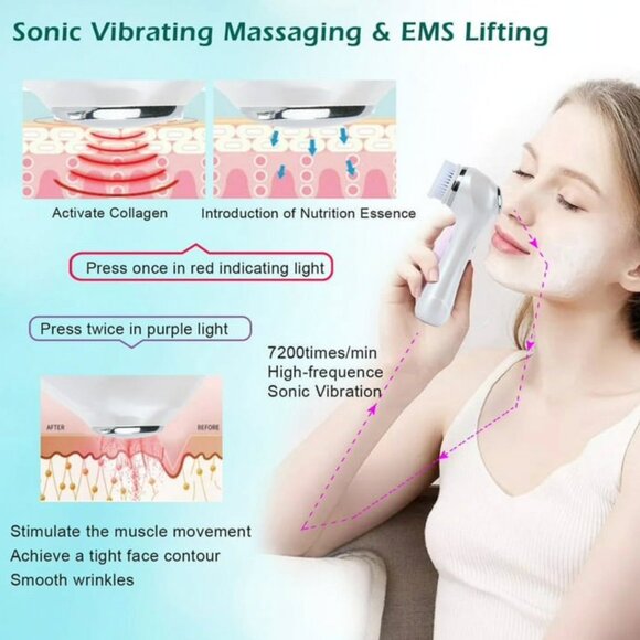 New Electric Facial Cleansing Brush – Dual Speed, Waterproof, Silicone – White - Picture 4 of 5